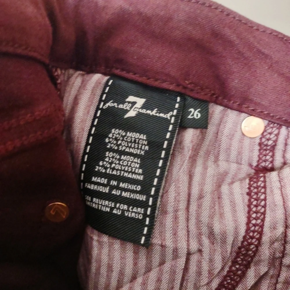 7 For All Mankind Super Skinny Jean in a Bordeaux Coated Material NEW 26